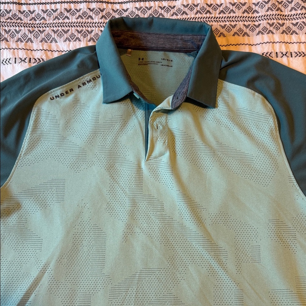 Under Armour Men's Two-Tone Green Polo Shirt